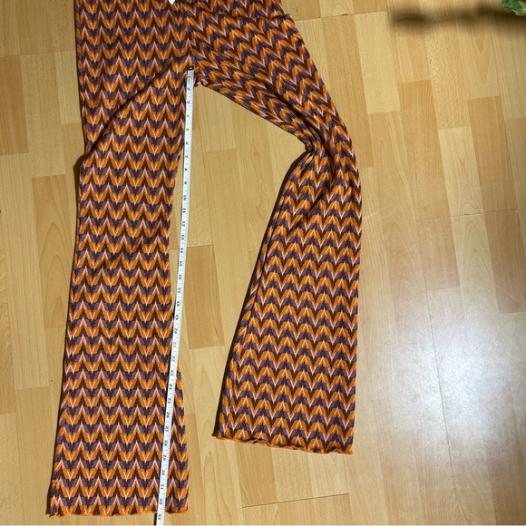 NWT Zara Stradivarius Knit Flare Chevron Pant Large Boho Hippie - Picture 13 of 14